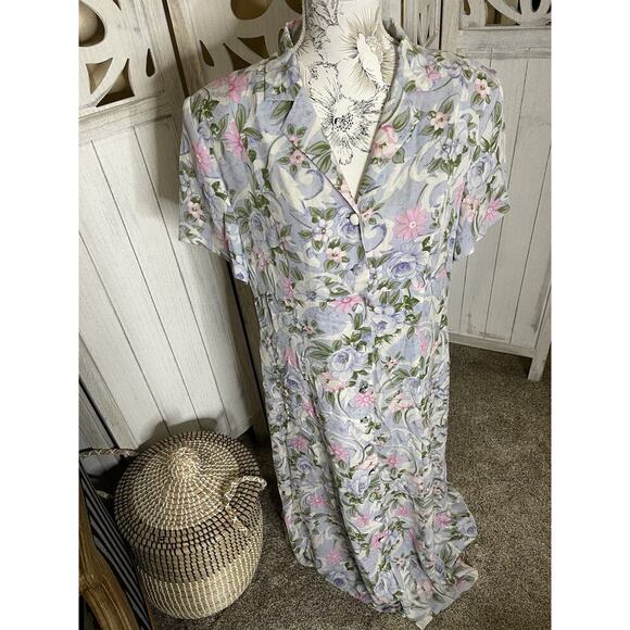 Vintage Spenser Jeremy 100% Silk Floral Dress Women's 16 Cottage Core Pastel - Picture 1 of 8